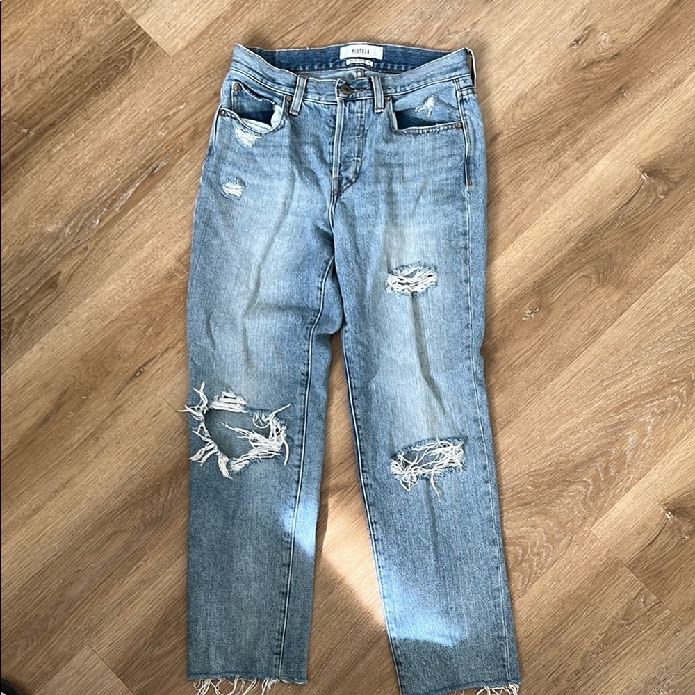 Pistola Distressed Blue Ankle Jeans